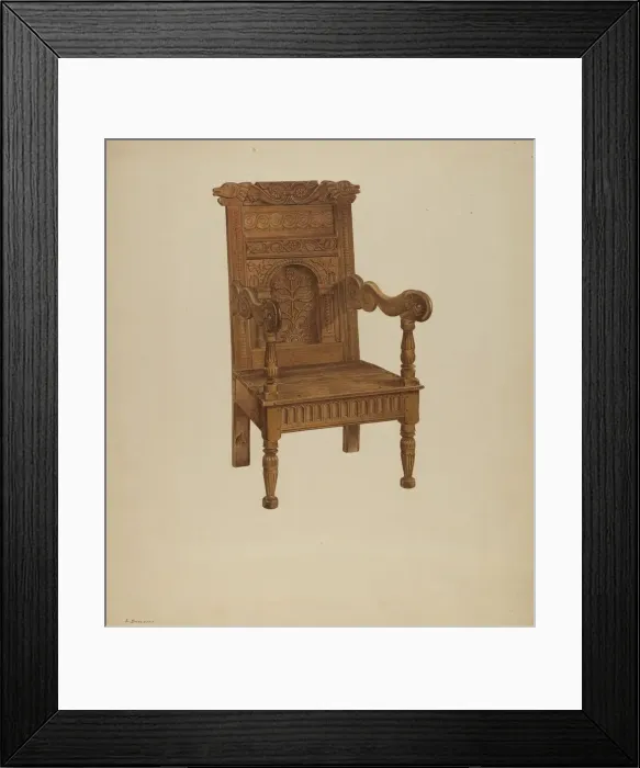 Framed Print : Wainscot Armchair, c. 1939. Creator: Leo Drozdoff Framed Print : Wainscot Armchair, c. 1939. Creator: Leo Drozdoff