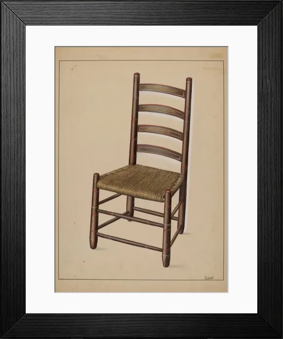 Framed Print : Ladder Back Chair, c. 1937. Creator: Adelaide Dyball Framed Print : Ladder Back Chair, c. 1937. Creator: Adelaide Dyball