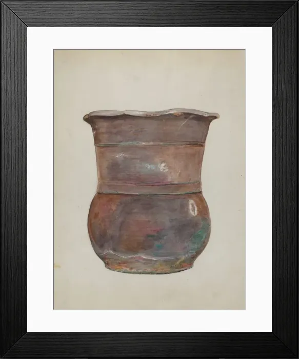 Framed Print : Terra Cotta Flower Jar, c. 1936. Creator: Cecily Edwards Framed Print : Terra Cotta Flower Jar, c. 1936. Creator: Cecily Edwards