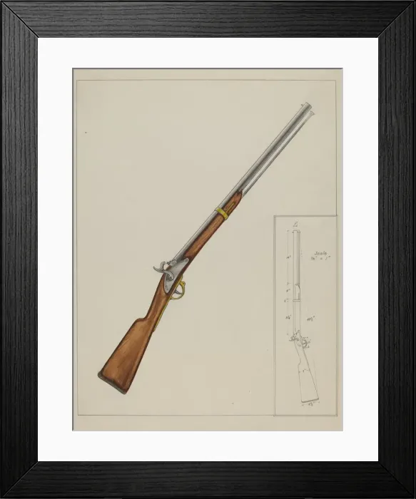 Framed Print : Carbine Gun, c. 1937. Creator: George Fairbanks Framed Print : Carbine Gun, c. 1937. Creator: George Fairbanks