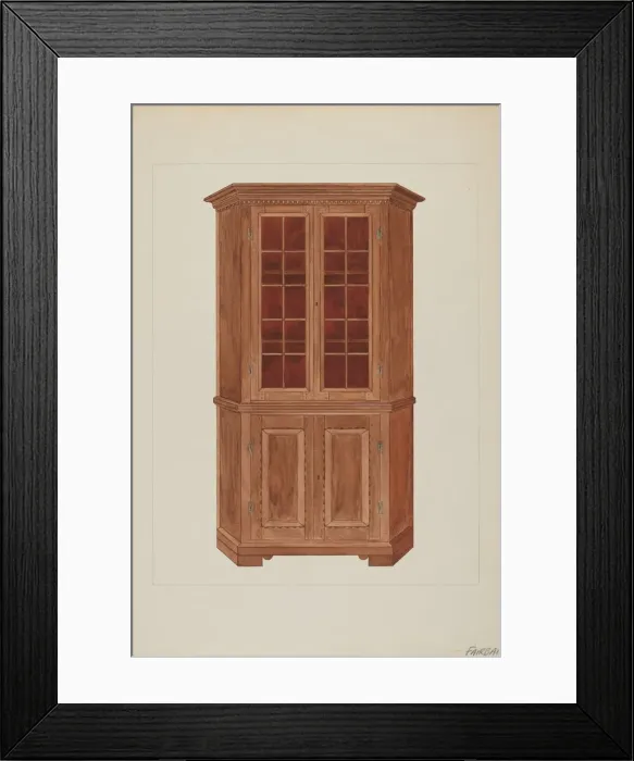 Framed Print : Corner Cupboard, c. 1937. Creator: George Fairbanks Framed Print : Corner Cupboard, c. 1937. Creator: George Fairbanks