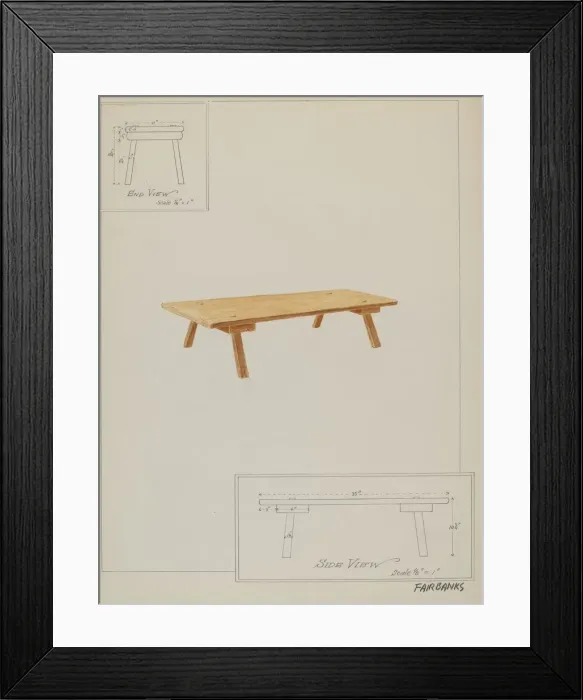 Framed Print : Meal Bench, c. 1937. Creator: George Fairbanks Framed Print : Meal Bench, c. 1937. Creator: George Fairbanks