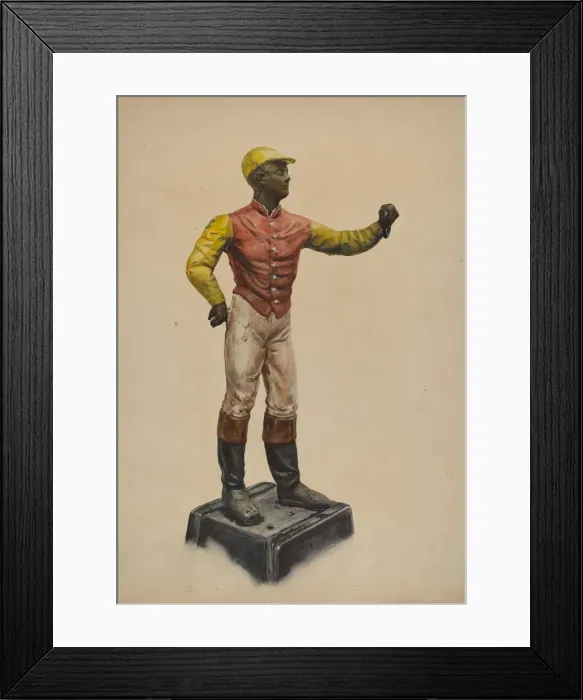 Framed Print : Jockey Hitching Post, c. 1937. Creator: Elizabeth Fairchild Framed Print : Jockey Hitching Post, c. 1937. Creator: Elizabeth Fairchild
