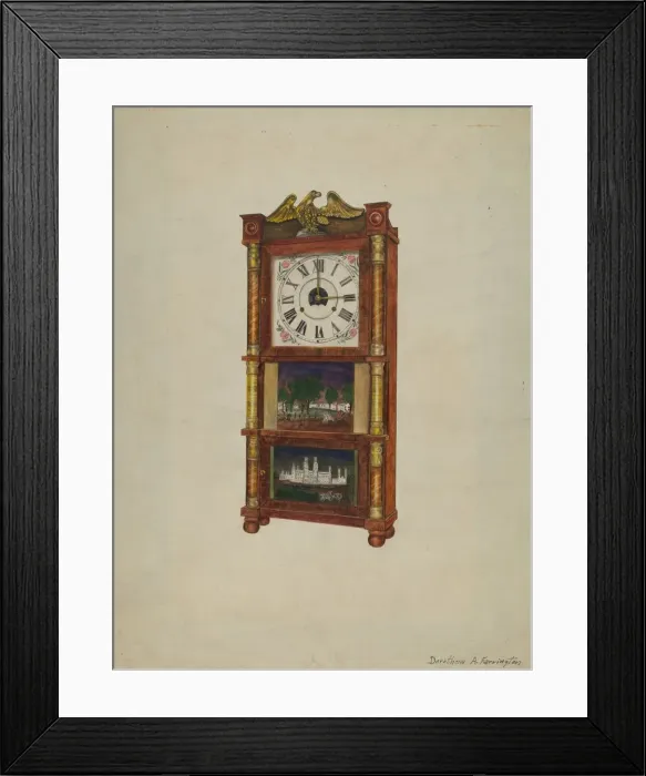 Framed Print : Clock, c. 1939. Creator: Dorothea A. Farrington Framed Print : Clock, c. 1939. Creator: Dorothea A. Farrington