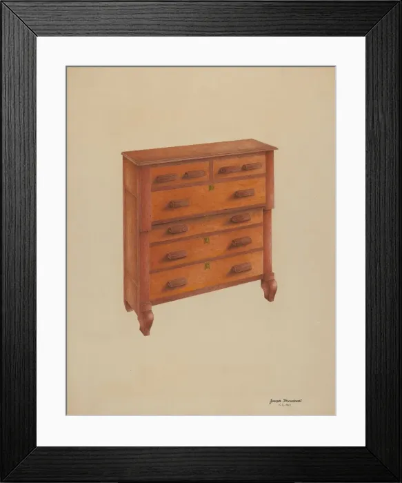 Framed Print : Cherry Chest of Drawers, c. 1941. Creator: Joseph Ficcadenti Framed Print : Cherry Chest of Drawers, c. 1941. Creator: Joseph Ficcadenti