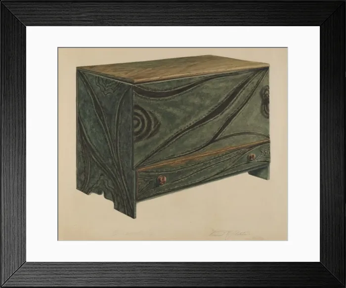 Framed Print : Painted Wooden Chest, c. 1938. Creator: Daniel Fletcher Framed Print : Painted Wooden Chest, c. 1938. Creator: Daniel Fletcher