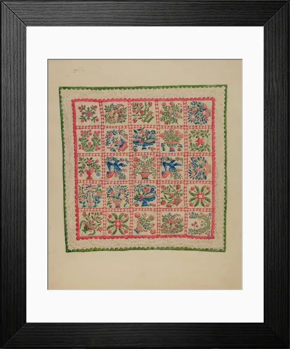 Framed Print : Applique Quilt, 1935 / 1942. Creator: Marian Curtis Foster Framed Print : Applique Quilt, 1935 / 1942. Creator: Marian Curtis Foster