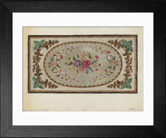 Framed Print : Hooked Rug, c. 1936. Creator: Marian Curtis Foster Framed Print : Hooked Rug, c. 1936. Creator: Marian Curtis Foster