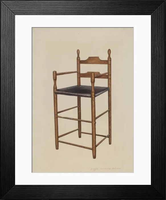 Framed Print : Childs High Chair, c. 1942. Creator: Donald Harding Framed Print : Childs High Chair, c. 1942. Creator: Donald Harding