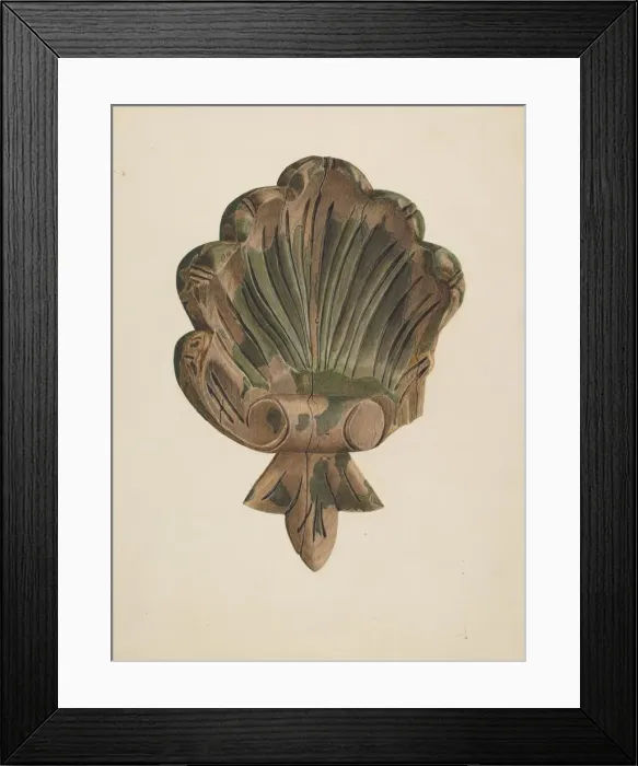 Framed Print : Wood Carving - Shell, c. 1939. Creator: Joseph Ficcadenti Framed Print : Wood Carving - Shell, c. 1939. Creator: Joseph Ficcadenti