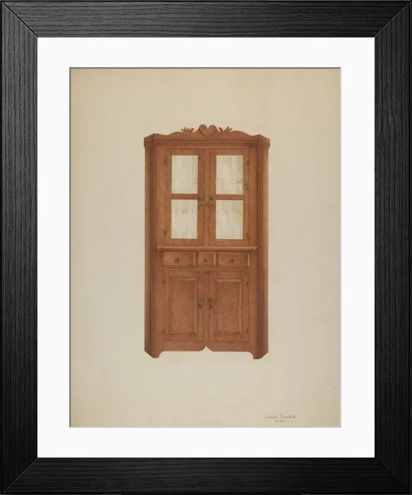 Framed Print : Corner Cupboard, c. 1941. Creator: Joseph Ficcadenti Framed Print : Corner Cupboard, c. 1941. Creator: Joseph Ficcadenti