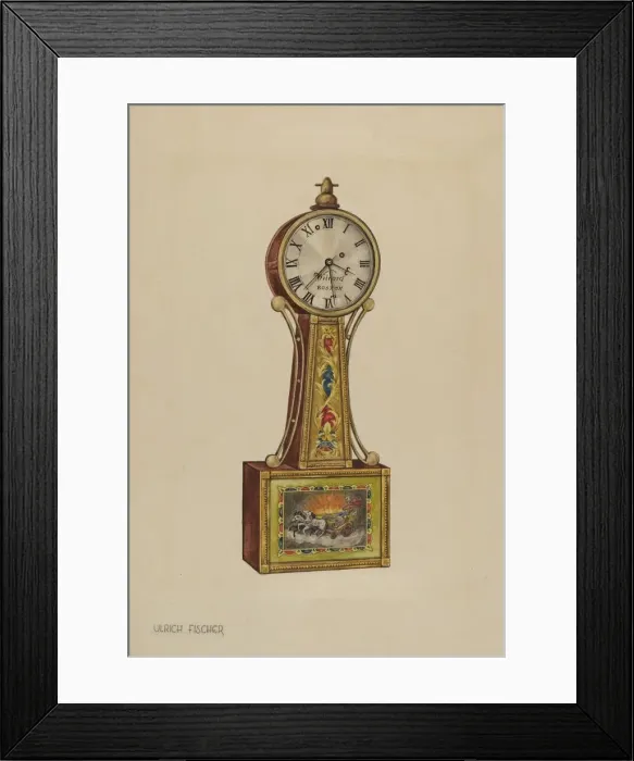 Framed Print : Banjo Clock, c. 1937. Creator: Ulrich Fischer Framed Print : Banjo Clock, c. 1937. Creator: Ulrich Fischer