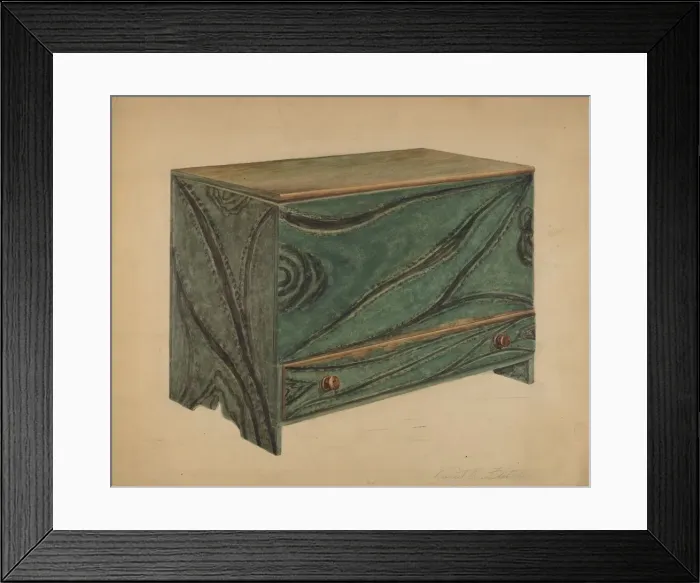 Framed Print : Painted Wooden Chest, c. 1939. Creator: Daniel Fletcher Framed Print : Painted Wooden Chest, c. 1939. Creator: Daniel Fletcher