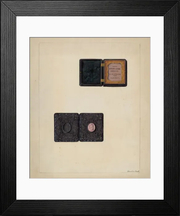 Framed Print : Carved Cameo in Daguerreotype Case, c. 1937. Creator: Clementine Fossek Framed Print : Carved Cameo in Daguerreotype Case, c. 1937. Creator: Clementine Fossek