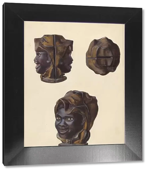 Double Faced Negro Head Bank, c. 1938. Creator: Clementine Fossek