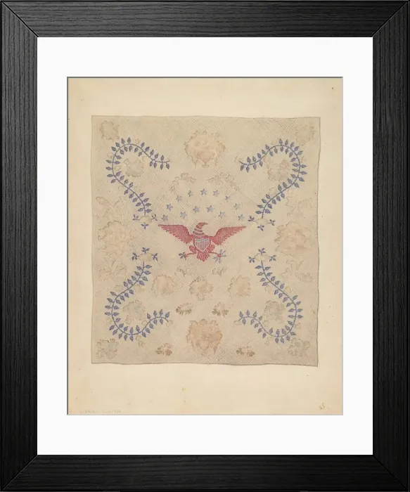 Framed Print : Eagle and Stars Bedspread, 1935 / 1942. Creator: Marian Curtis Foster Framed Print : Eagle and Stars Bedspread, 1935 / 1942. Creator: Marian Curtis Foster