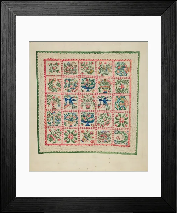 Framed Print : Applique Quilt, 1935 / 1942. Creator: Marian Curtis Foster Framed Print : Applique Quilt, 1935 / 1942. Creator: Marian Curtis Foster