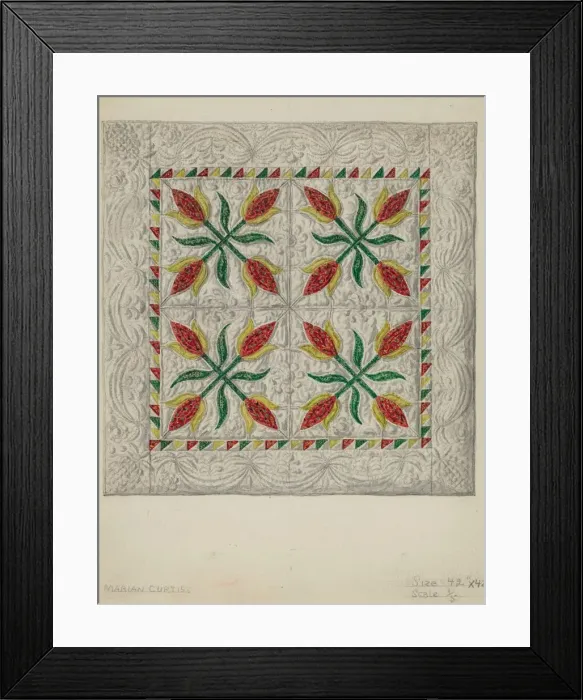 Framed Print : Crib Coverlet, 1935 / 1942. Creator: Marian Curtis Foster Framed Print : Crib Coverlet, 1935 / 1942. Creator: Marian Curtis Foster
