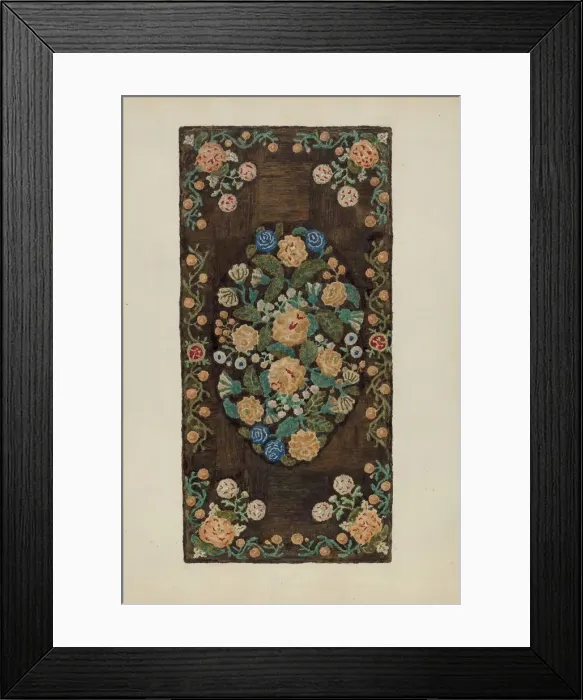 Framed Print : Sewed Caterpillar'Rug, c. 1937. Creator: Marian Curtis Foster Framed Print : Sewed Caterpillar'Rug, c. 1937. Creator: Marian Curtis Foster
