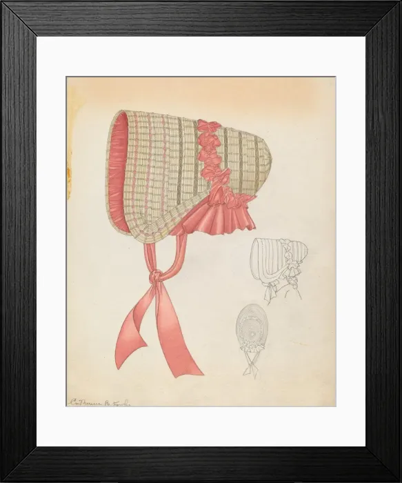 Framed Print : Childs Bonnet, c. 1937. Creator: Catherine Fowler Framed Print : Childs Bonnet, c. 1937. Creator: Catherine Fowler