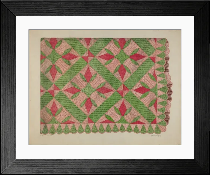 Framed Print : Turkey Track Quilt, c. 1941. Creator: Catherine Fowler Framed Print : Turkey Track Quilt, c. 1941. Creator: Catherine Fowler