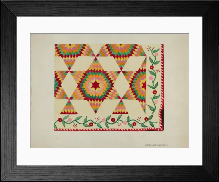 Framed Print : Applique Quilt, c. 1936. Creator: Cornelius Frazier Framed Print : Applique Quilt, c. 1936. Creator: Cornelius Frazier