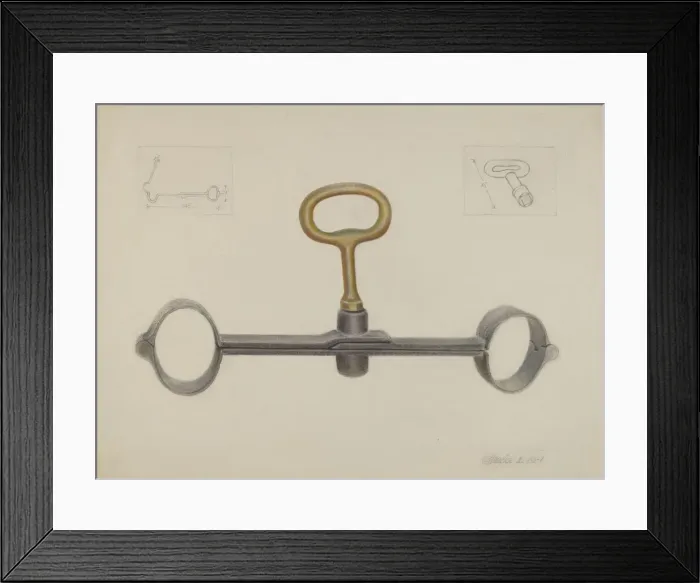 Framed Print : Handcuffs with One Key, c. 1936. Creator: Cornelius Frazier Framed Print : Handcuffs with One Key, c. 1936. Creator: Cornelius Frazier