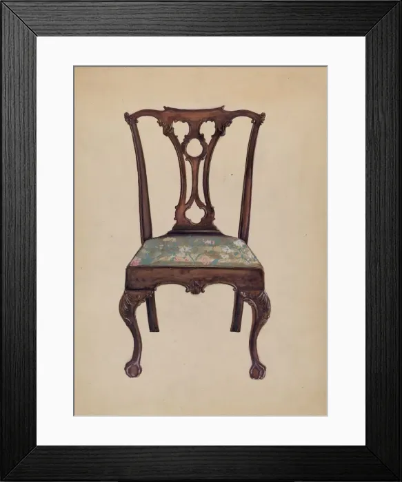 Framed Print : Chippendale Side Chair, 1935 / 1942. Creator: John Garay Framed Print : Chippendale Side Chair, 1935 / 1942. Creator: John Garay