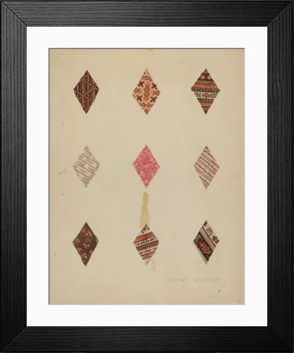Framed Print : Patches from Quilt, c. 1937. Creator: Eleanor Gausser Framed Print : Patches from Quilt, c. 1937. Creator: Eleanor Gausser