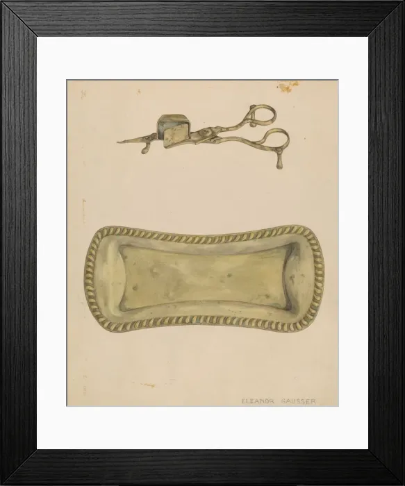 Framed Print : Candle Snuffer and Tray, c. 1937. Creator: Eleanor Gausser Framed Print : Candle Snuffer and Tray, c. 1937. Creator: Eleanor Gausser