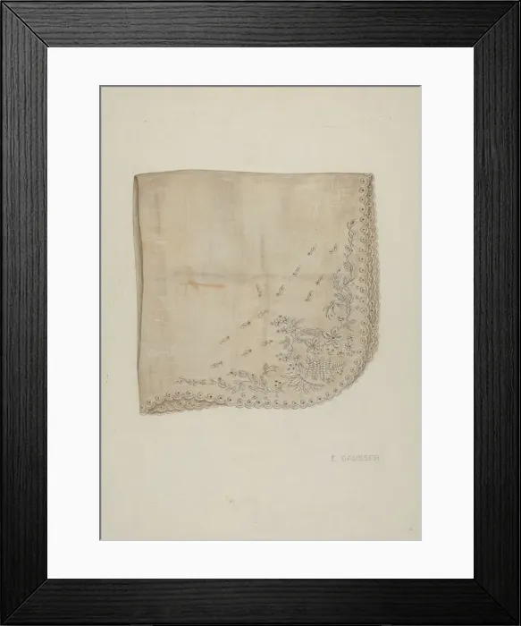 Framed Print : Wedding Handkerchief, c. 1939. Creator: Eleanor Gausser Framed Print : Wedding Handkerchief, c. 1939. Creator: Eleanor Gausser