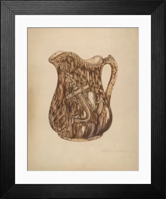 Framed Print : Rockingham Pitcher, c. 1939. Creator: Eleanor Gausser Framed Print : Rockingham Pitcher, c. 1939. Creator: Eleanor Gausser