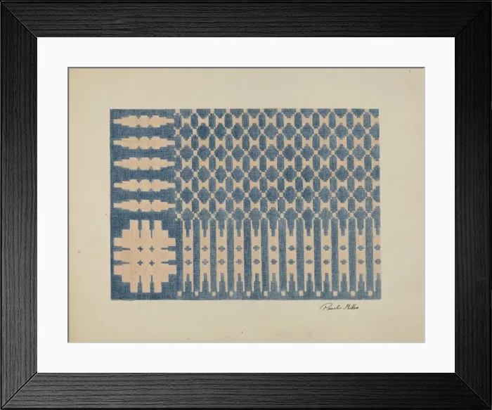 Framed Print : Old Colonial Handwoven Bedspread, c. 1940. Creator: Pearl Gibbo Framed Print : Old Colonial Handwoven Bedspread, c. 1940. Creator: Pearl Gibbo