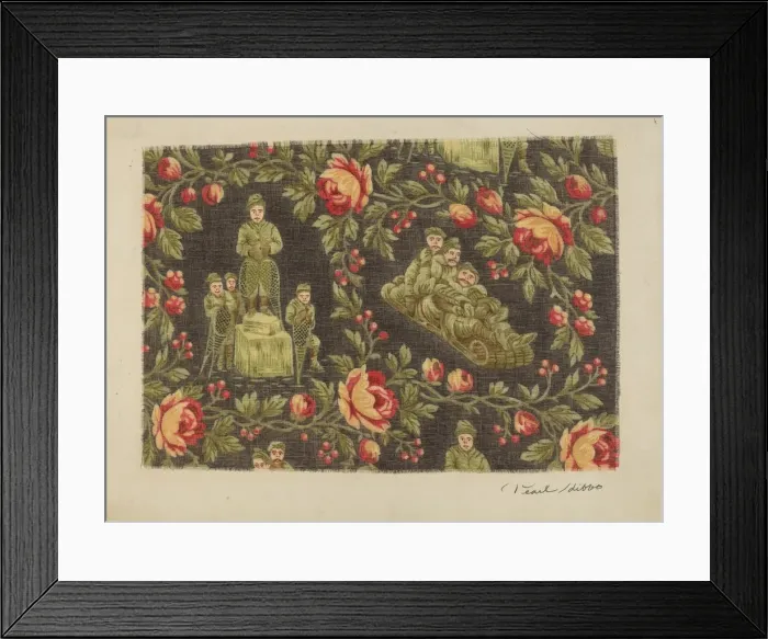 Framed Print : Printed Cotton (Winter Sports), c. 1939. Creator: Pearl Gibbo Framed Print : Printed Cotton (Winter Sports), c. 1939. Creator: Pearl Gibbo