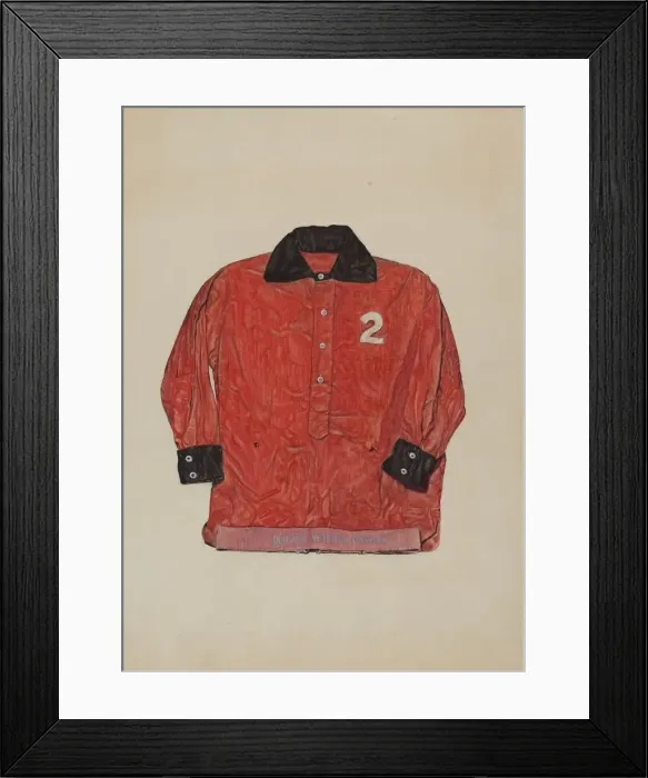 Framed Print : Firemans Shirt, c. 1937. Creator: Robert Gilson Framed Print : Firemans Shirt, c. 1937. Creator: Robert Gilson
