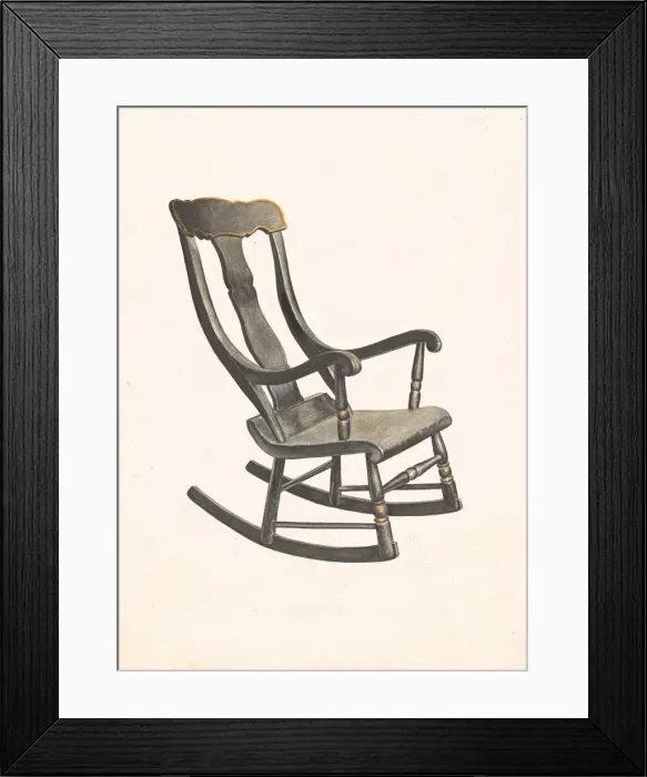 Framed Print : Rocking Chair (Square Back), c. 1937. Creator: Robert Gilson Framed Print : Rocking Chair (Square Back), c. 1937. Creator: Robert Gilson