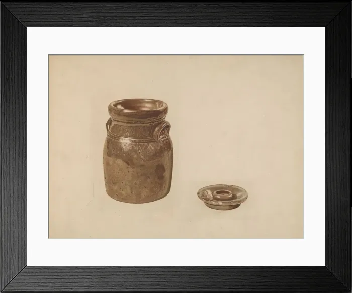 Framed Print : Crockery Churn, c. 1941. Creator: Margaret Golden Framed Print : Crockery Churn, c. 1941. Creator: Margaret Golden
