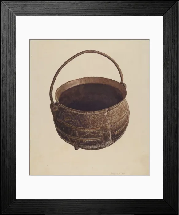 Framed Print : Cast Iron Pot, c. 1941. Creator: Margaret Golden Framed Print : Cast Iron Pot, c. 1941. Creator: Margaret Golden