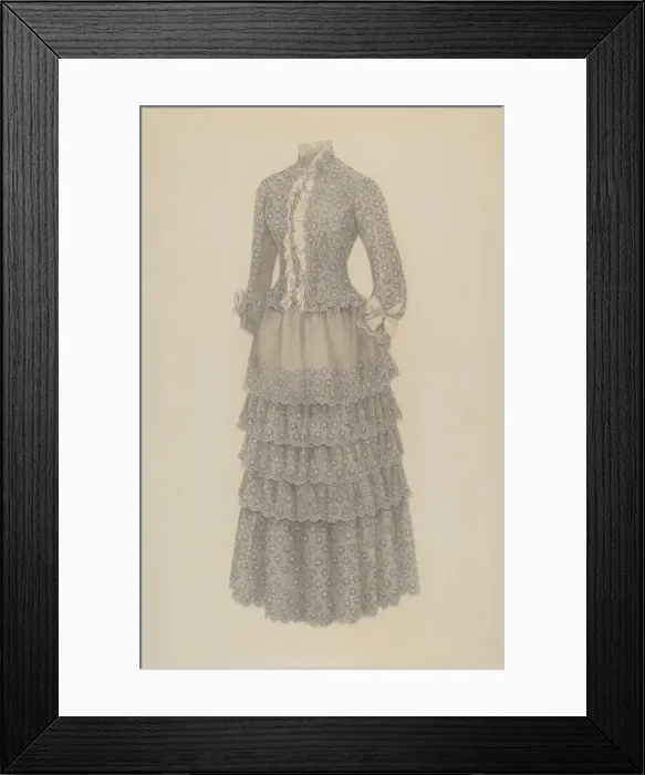 Framed Print : Bustle Dress, c. 1939. Creator: Mina Greene
