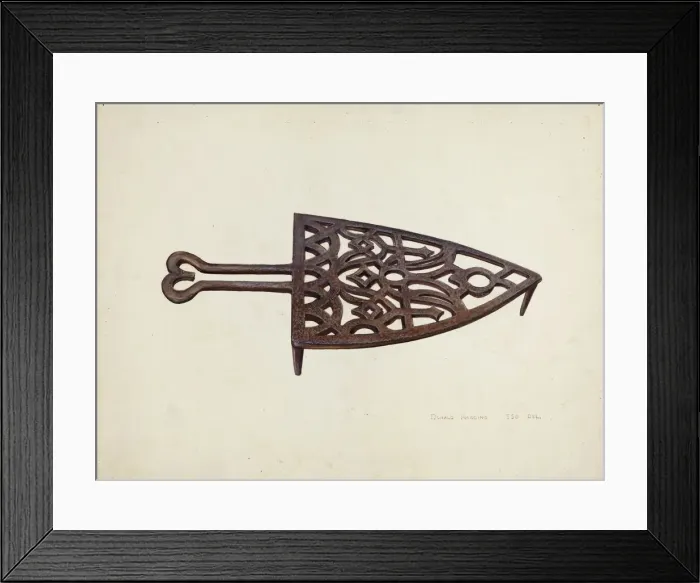 Framed Print : Flat Iron Holder, c. 1940. Creator: Donald Harding Framed Print : Flat Iron Holder, c. 1940. Creator: Donald Harding