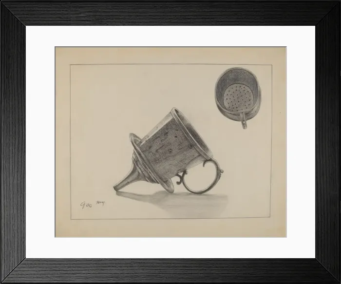 Framed Print : Strainer with Funnel, c. 1936. Creator: Yolande Delasser Framed Print : Strainer with Funnel, c. 1936. Creator: Yolande Delasser