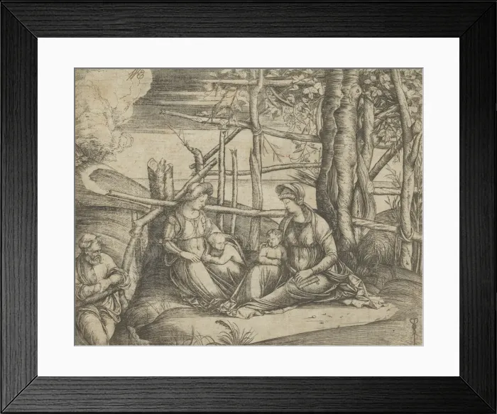 Framed Print : The Virgin and Child with Saint Elizabeth and John the Baptist in a landscape, St Jose... ca. 1503. Creator: Jacopo de Barbari Framed Print : The Virgin and Child with Saint Elizabeth and John the Baptist in a landscape, St Jose... ca. 1503. Creator: Jacopo de Barbari