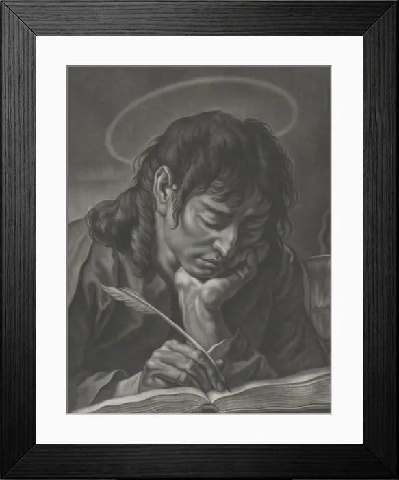 Framed Print : Saint John the Evangelist; head and shoulders, writing with a quill; after Gi... ca. 1750-ca. 1760. Creator: Johann Lorenz Haid Framed Print : Saint John the Evangelist; head and shoulders, writing with a quill; after Gi... ca. 1750-ca. 1760. Creator: Johann Lorenz Haid