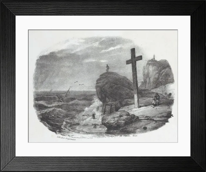 Framed Print : Cliff of Fecamp, 1820. Creator: Emile Jean-Horace Vernet Framed Print : Cliff of Fecamp, 1820. Creator: Emile Jean-Horace Vernet