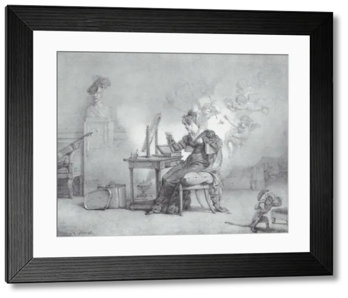 Framed Print : The Young Widow, ca. 1818-21. Creator: Emile Jean-Horace Vernet Framed Print : The Young Widow, ca. 1818-21. Creator: Emile Jean-Horace Vernet