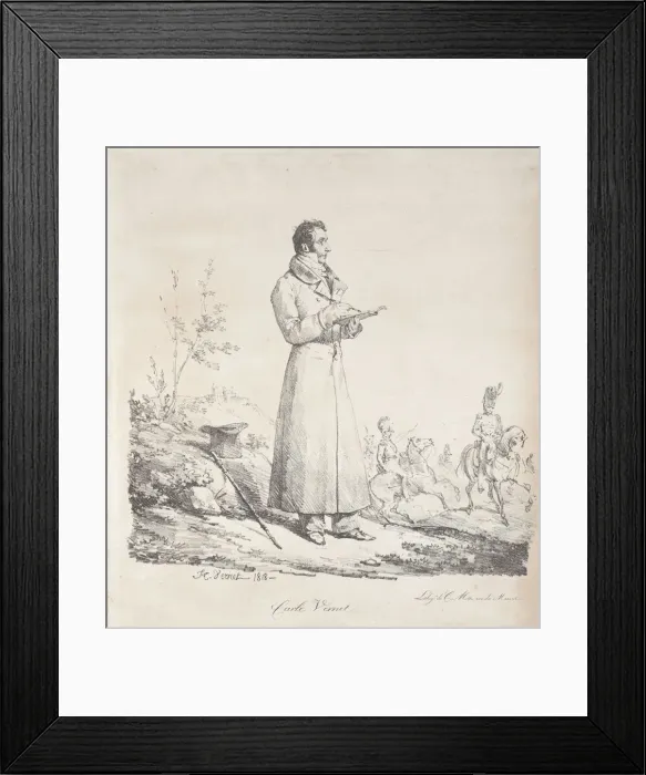Framed Print : Portrait of Carle Vernet Sketching, 1816. Creator: Emile Jean-Horace Vernet Framed Print : Portrait of Carle Vernet Sketching, 1816. Creator: Emile Jean-Horace Vernet