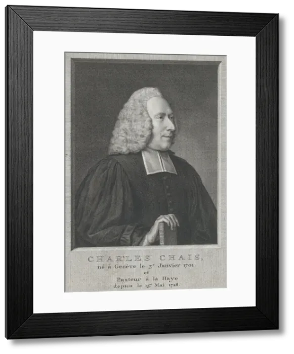 Framed Print : Portrait of Charles Chais, 1765. Creator: Jacobus Houbraken