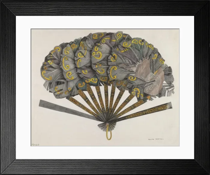 Framed Print : Feather Fan, c. 1937. Creator: Tulita Westfall Framed Print : Feather Fan, c. 1937. Creator: Tulita Westfall