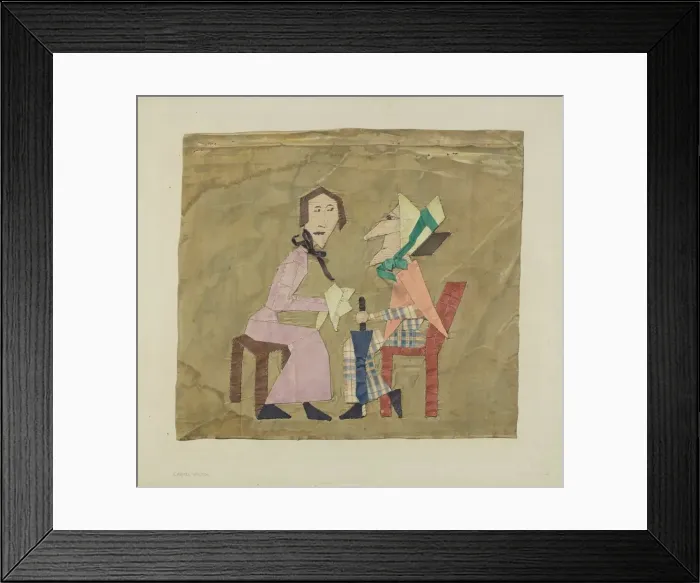 Framed Print : Patchwork Picture: Gossips, c. 1938. Creator: Carmel Wilson Framed Print : Patchwork Picture: Gossips, c. 1938. Creator: Carmel Wilson