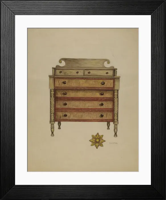 Framed Print : Chest-Mahogany, Pine & Maple, c. 1937. Creator: Eva Wilson Framed Print : Chest-Mahogany, Pine & Maple, c. 1937. Creator: Eva Wilson